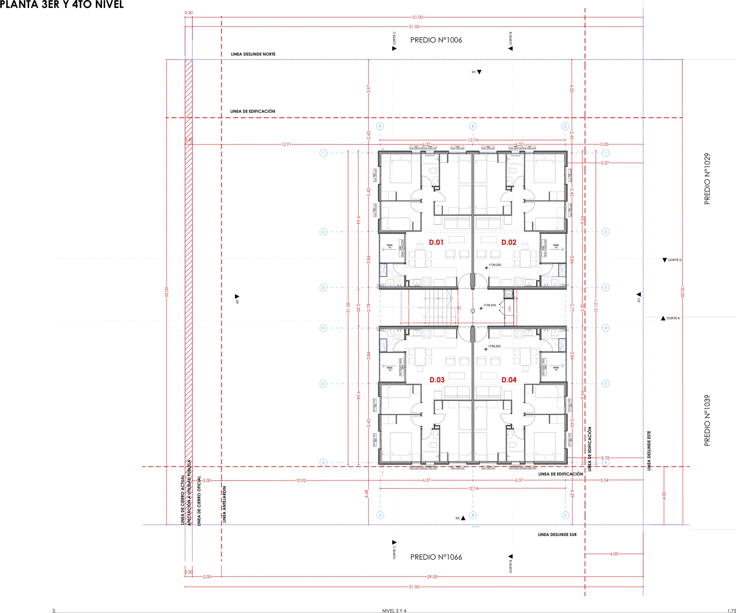 DS49: Las Perdices 1030 — Plantas tercer y cuarto nivel