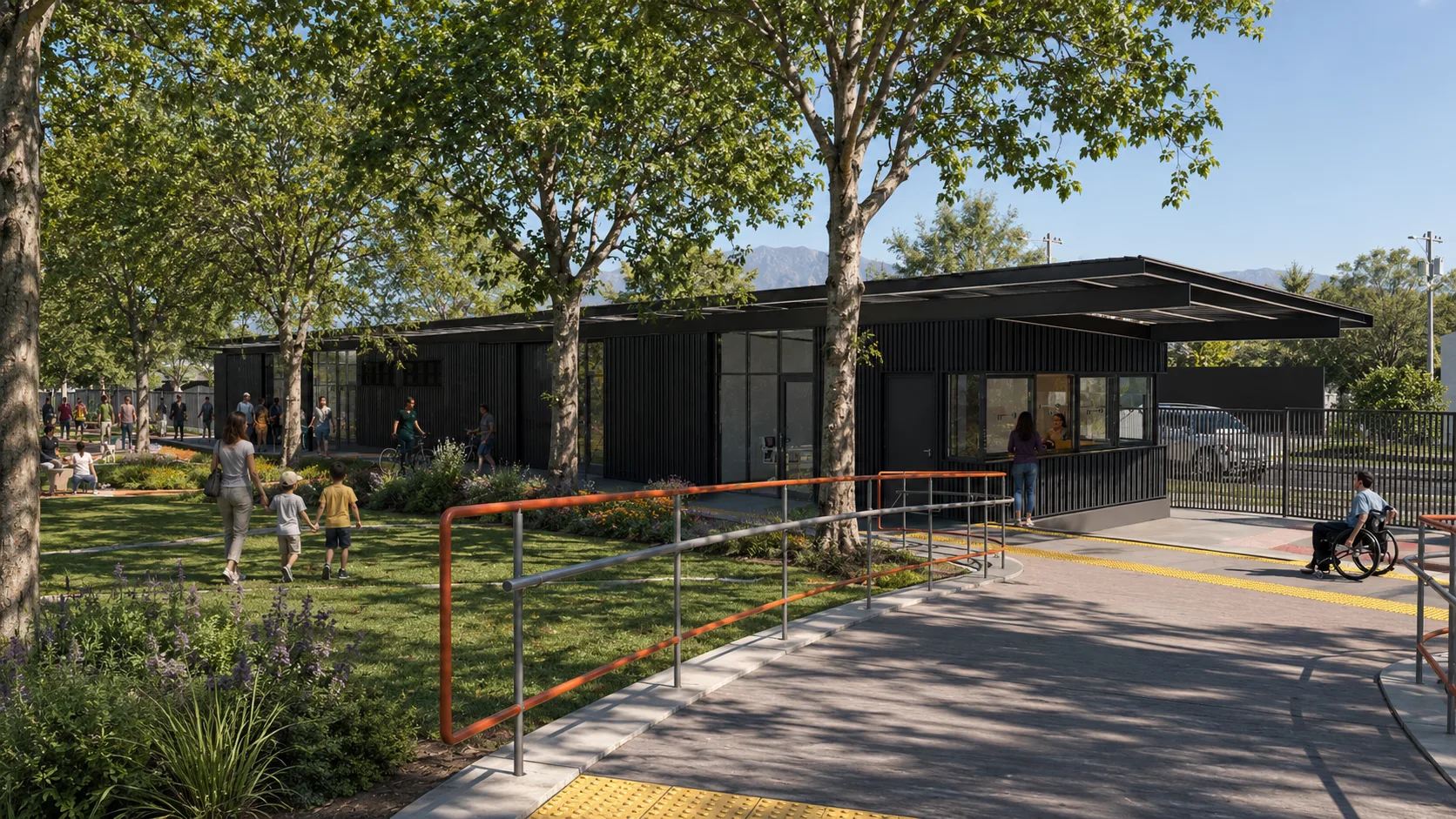 La Castrina: plan maestro y proyecto detonante — Edificio de administración: acceso oriente por Pintor Murillo