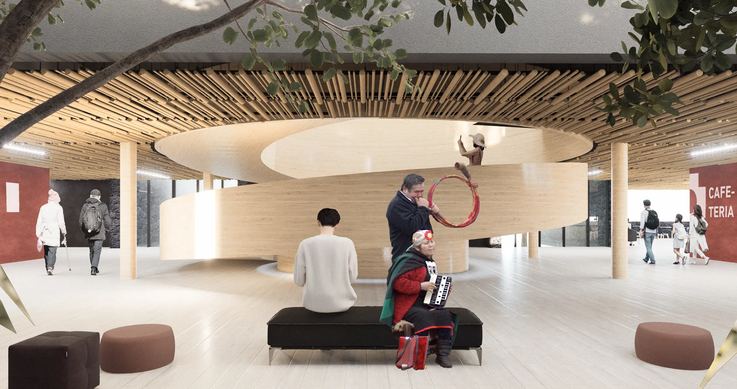 Museo de Sitio: Complejo Pitrén — El vacío central, remembranza de la cruz andina