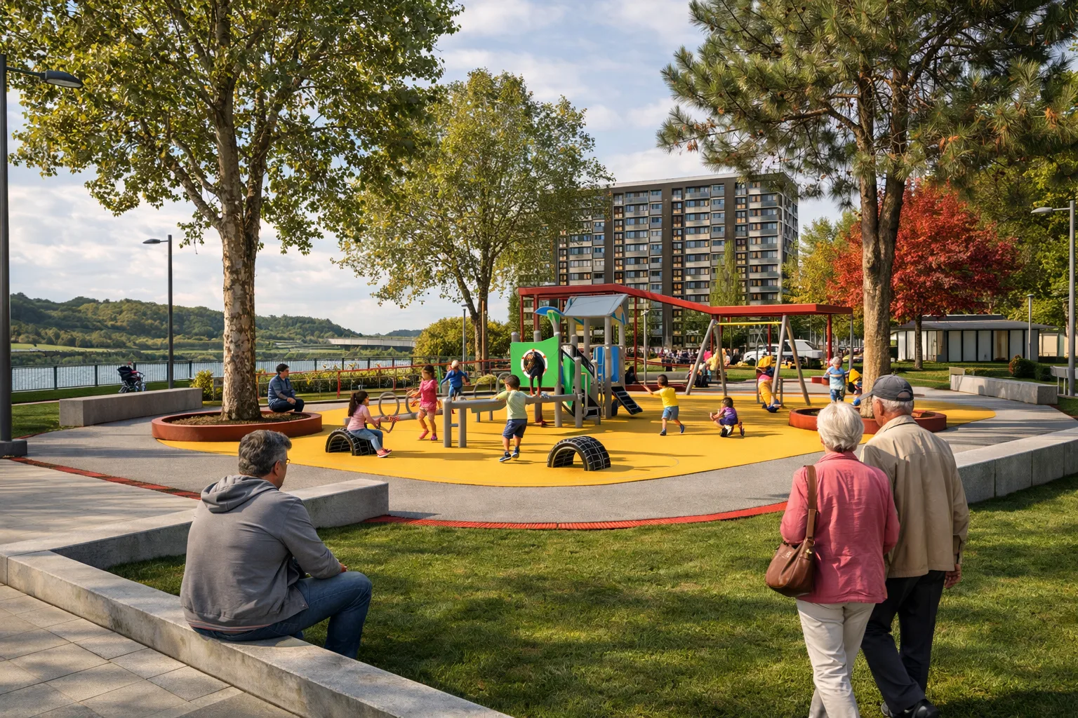 Tres Pascualas: parque y edificación — Recorrido peatonal en el parque 2