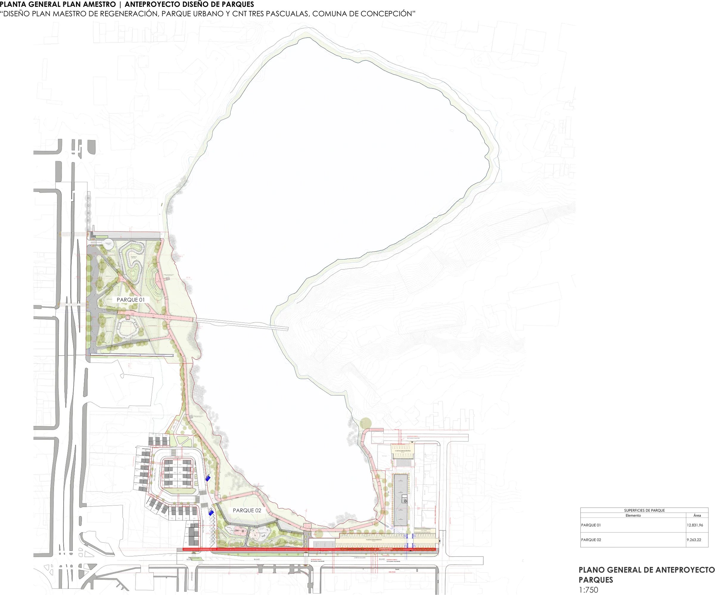 Tres Pascualas: parque y edificación — Emplazamiento del parque